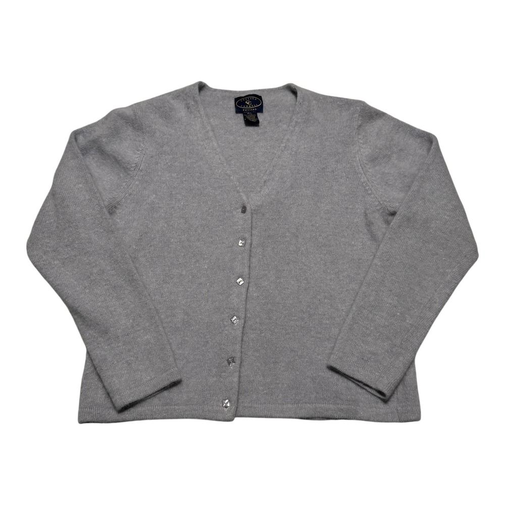 Chelsea Campbell Lambswool Rabbit Blend Gray Cardigan Sweater Women's Petite L